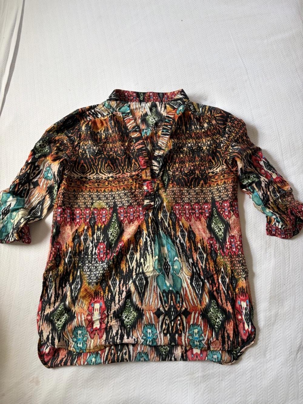 Live 4 Truth Colorful Animal & Ikat Mix Blouse